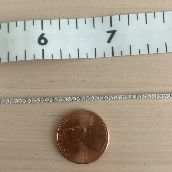 Dainty White Gold natural Diamond tennis necklace - Picture 6 of 6